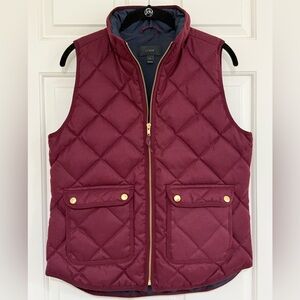 J. Crew dark plum color down quilted excursion classic vest